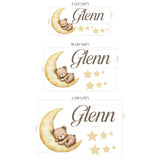 Personalized Nursery Sleeping Bear on the Moon Wall Sticker – Kids Room Decal