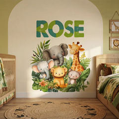 Personalized Name Jungle Animal Wall Decal – Kids Room Nursery Removable Sticker