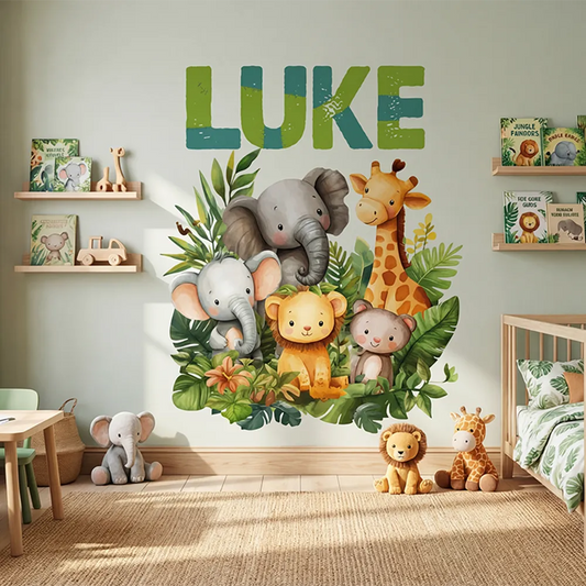 Personalized Name Jungle Animal Wall Decal