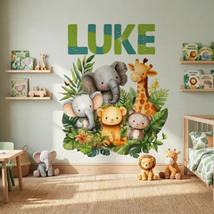 Personalized Name Jungle Animal Wall Decal – Kids Room Nursery Removable Sticker