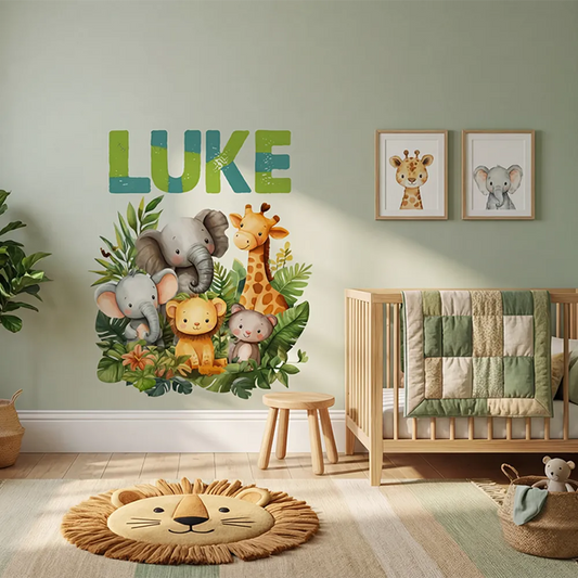 Personalized Name Jungle Animal Wall Decal