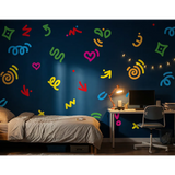 Colorful Abstract Wall Decal Set – Modern Bedroom Kids Room Removable Sticker