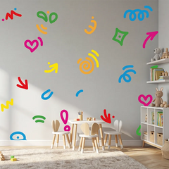 Colorful Abstract Wall Decal Set – Modern Bedroom Kids Room Removable Sticker