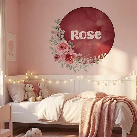 Personalized Floral Girls Name Wall Decal