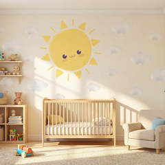 Cute Sun and Cloud Wall Decal Set for Nursery – Kids Room Removable Sticker