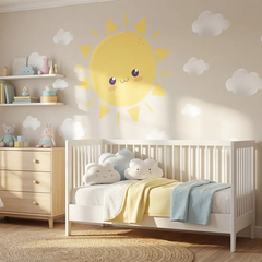 Cute Sun and Cloud Wall Decal Set for Nursery – Kids Room Removable Sticker