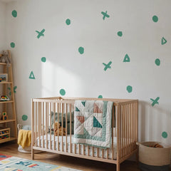 Abstract Dot and Cross Wall Decals Set – Modern Bedroom Kids Room Removable Sticker