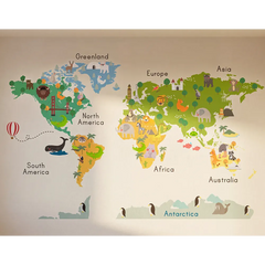 Kids World Map Wall Decal – Educational Kids Room Bedroom Removable Sticker