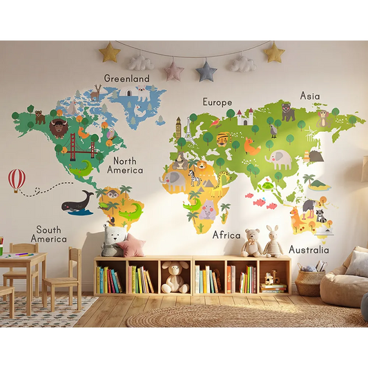 Kids World Map Wall Decal