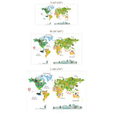 Kids World Map Wall Decal – Educational Kids Room Bedroom Removable Sticker