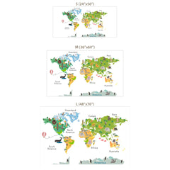 Kids World Map Wall Decal – Educational Kids Room Bedroom Removable Sticker