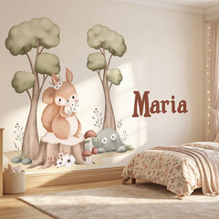 Personalized Woodland Nursery Wall Decal with Name – Kids Room Removable Sticker