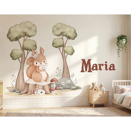 Personalized Woodland Nursery Wall Decal with Name