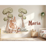 Personalized Woodland Nursery Wall Decal with Name – Kids Room Removable Sticker