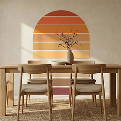Retro Sunset Arch Wall Decal – Modern Bedroom Living Room Removable Sticker