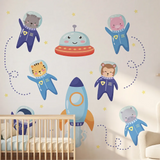 Space Animal Wall Decal Set – Kids Room Boys Room Removable Sticker
