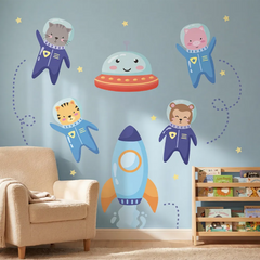 Space Animal Wall Decal Set – Kids Room Boys Room Removable Sticker