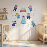 Space Animal Wall Decal Set – Kids Room Boys Room Removable Sticker