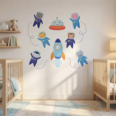 Space Animal Wall Decal Set – Kids Room Boys Room Removable Sticker