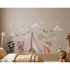Woodland Animal Nursery Wall Decal Set – Kids Room Removable Sticker