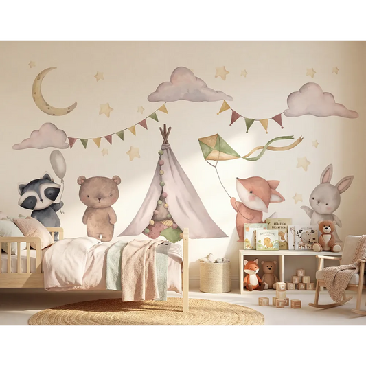 Woodland Animal Nursery Wall Decal Set – Kids Room Removable Sticker
