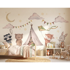 Woodland Animal Nursery Wall Decal Set – Kids Room Removable Sticker