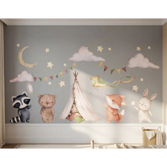 Woodland Animal Nursery Wall Decal Set – Kids Room Removable Sticker
