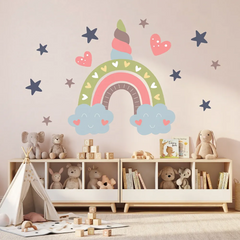 Unicorn Rainbow Wall Decal for Nursery – Girls Room Removable Sticker