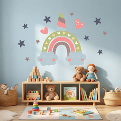 Unicorn Rainbow Wall Decal for Nursery – Girls Room Removable Sticker