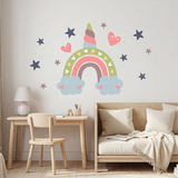 Unicorn Rainbow Wall Decal for Nursery – Girls Room Removable Sticker