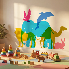 Colorful Animal Wall Decal for Kids Room – Nursery Removable Sticker