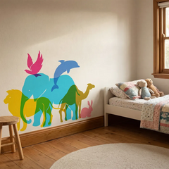 Colorful Animal Wall Decal for Kids Room – Nursery Removable Sticker