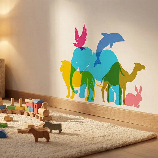 Colorful Animal Wall Decal for Kids Room