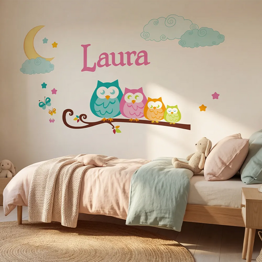 Personalized Owl Family Nursery Wall Decal