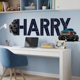 Personalized Monster Truck Name Wall Decal – Boys Room Kids Room Removable Sticker