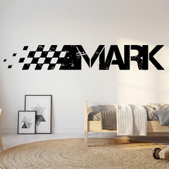 Personalized Racing Name Wall Decal – Boys Room Kids Room Removable Sticker