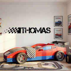 Personalized Racing Name Wall Decal – Boys Room Kids Room Removable Sticker