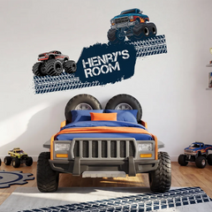 Personalized Monster Truck Wall Decals – Boys Room Kids Room Removable Sticker
