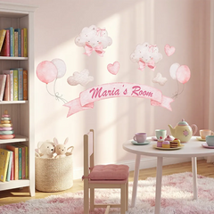 Personalized Girls Nursery Wall Decal with Name – Kids Room Removable Sticker