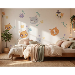 Cute Cat Wall Decal Set