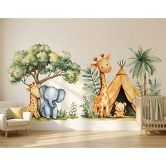 Safari Wall Decal Set – Kids Room Nursery Removable Animal Sticker