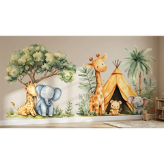 Safari Wall Decal Set – Kids Room Nursery Removable Animal Sticker