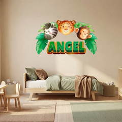 Personalized Jungle Name Wall Decal – Kids Room Nursery Removable Sticker