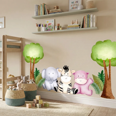 Safari Nursery Wall Decal – Gentle Animals Kids Room Removable Sticker