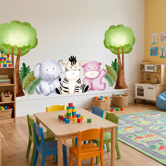 Safari Nursery Wall Decal – Gentle Animals Kids Room Removable Sticker