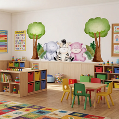 Safari Nursery Wall Decal – Gentle Animals Kids Room Removable Sticker
