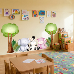 Safari Nursery Wall Decal – Gentle Animals Kids Room Removable Sticker
