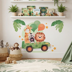 Safari Animals Jungle Nursery Wall Sticker – Kids Room Removable Decal