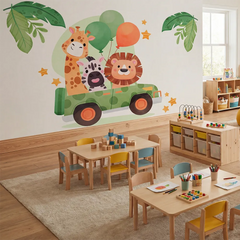 Safari Animals Jungle Nursery Wall Sticker – Kids Room Removable Decal
