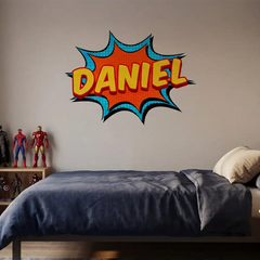 Custom Superhero Name Vinyl Sticker – Personalized Boys Room Kids Decal